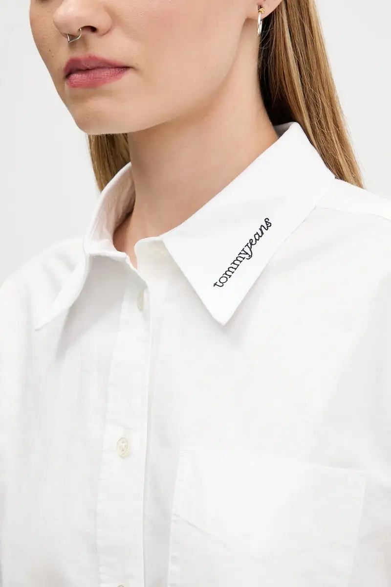 camicia in cotone donna colore bianco DW0DW21455 miniatura 5