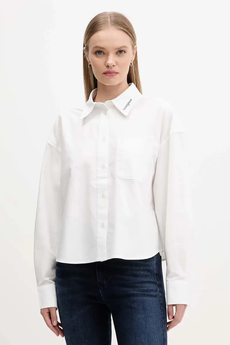 camicia in cotone donna colore bianco DW0DW21455