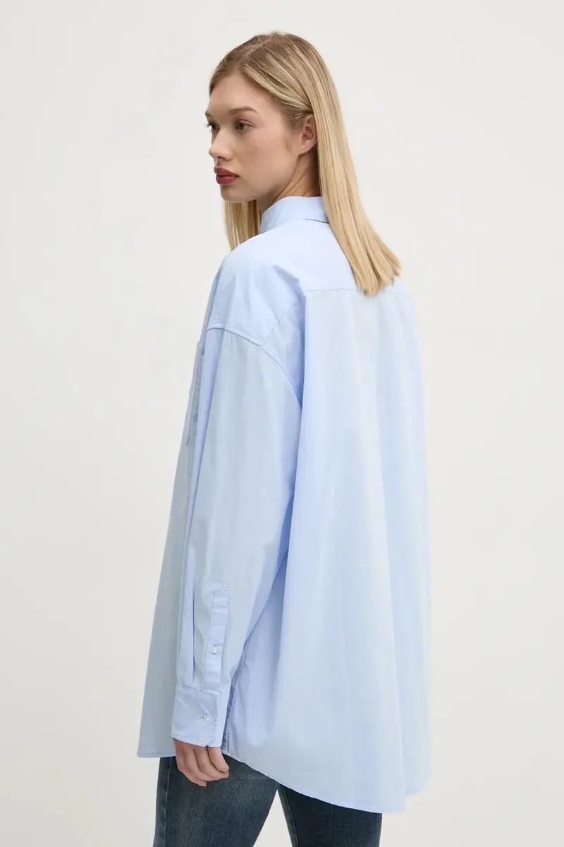 camicia in cotone donna colore blu DW0DW19357 miniatura 3