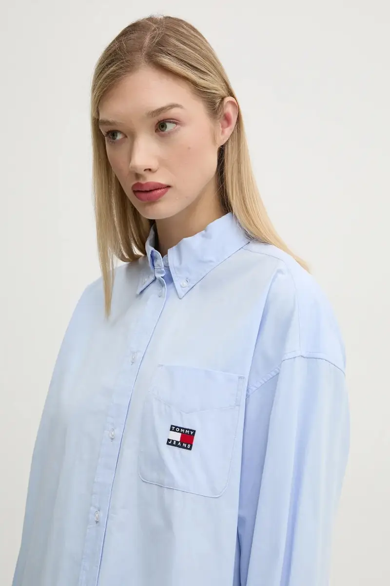 camicia in cotone donna colore blu DW0DW19357 miniatura 4