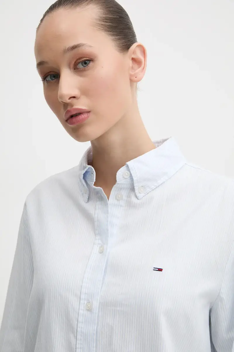 camicia in cotone donna colore blu DW0DW19890 miniatura 4