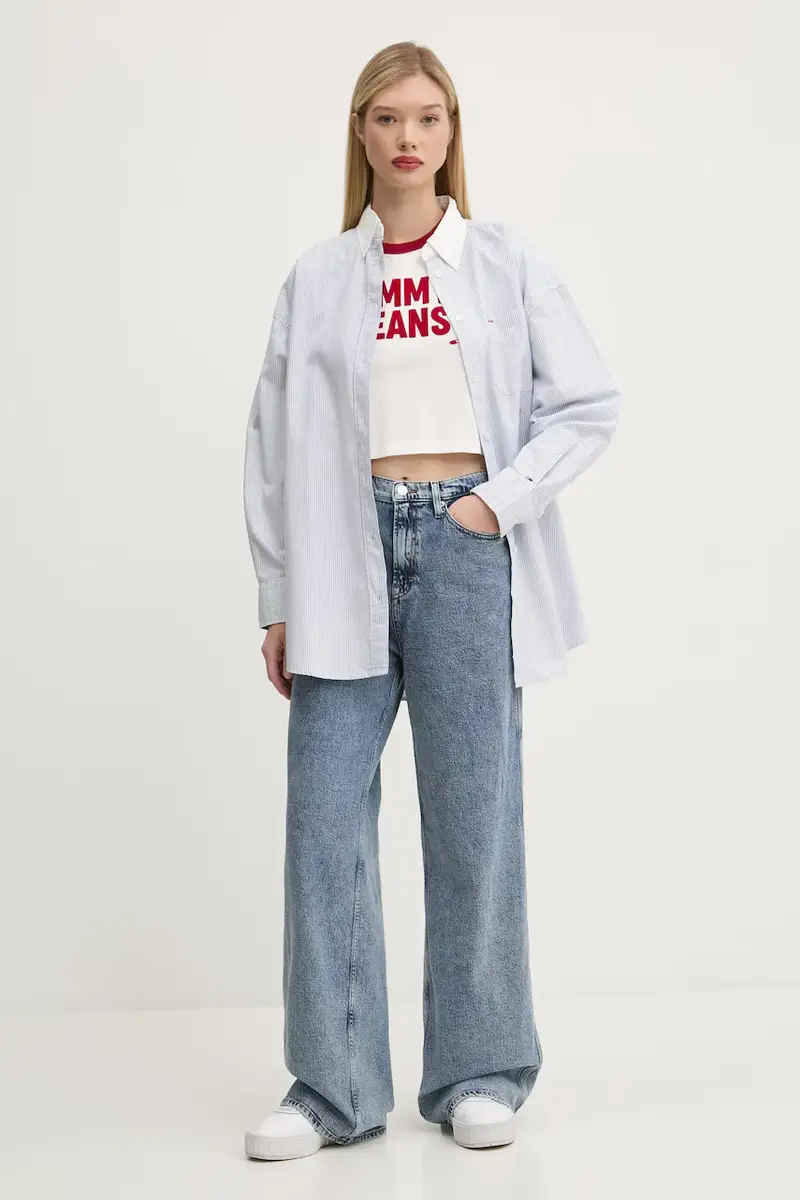 camicia in cotone donna colore blu DW0DW20209 miniatura 2