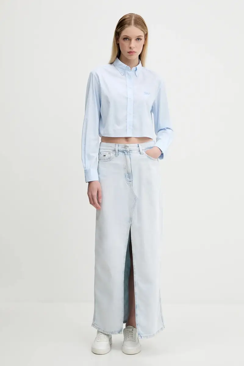 camicia in cotone donna colore blu DW0DW21400 miniatura 2