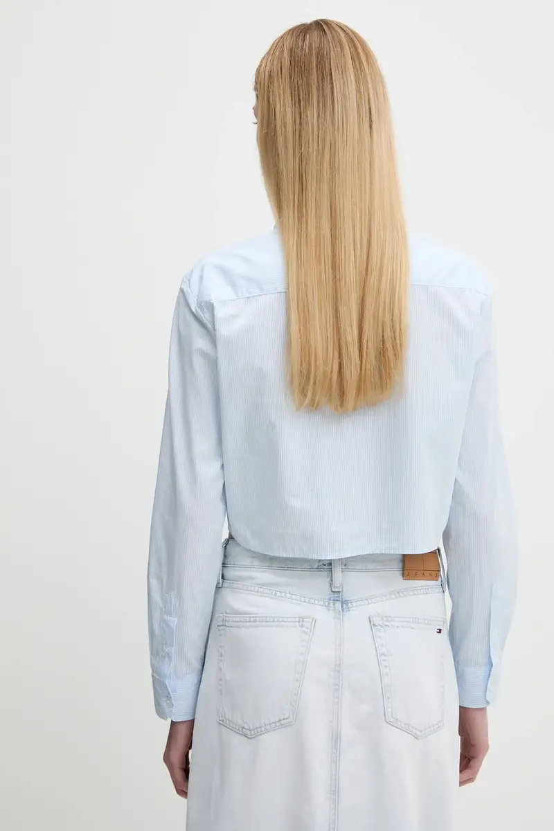 camicia in cotone donna colore blu DW0DW21400 miniatura 3