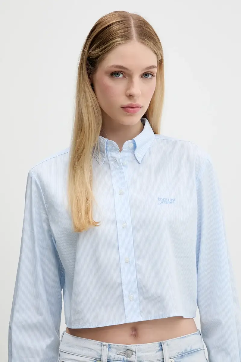 camicia in cotone donna colore blu DW0DW21400 miniatura 4