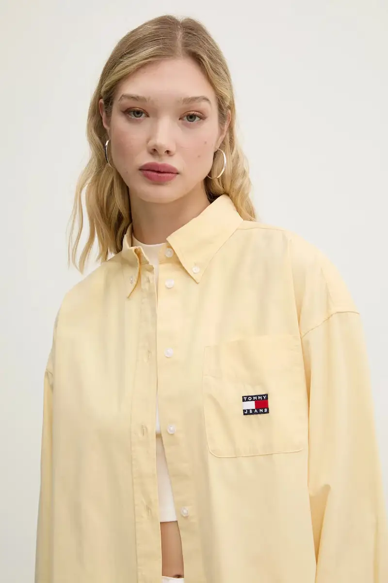 camicia in cotone donna colore giallo DW0DW19357 miniatura 4