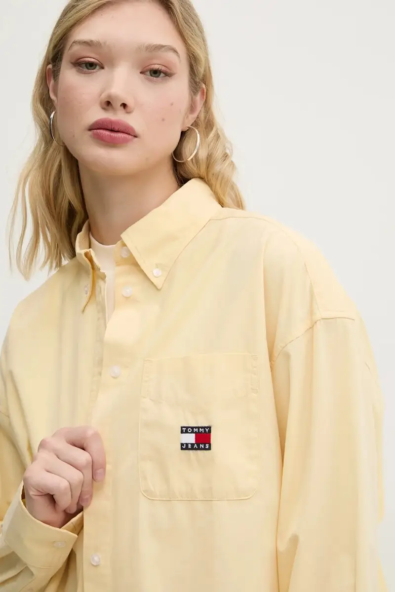 camicia in cotone donna colore giallo DW0DW19357 miniatura 5