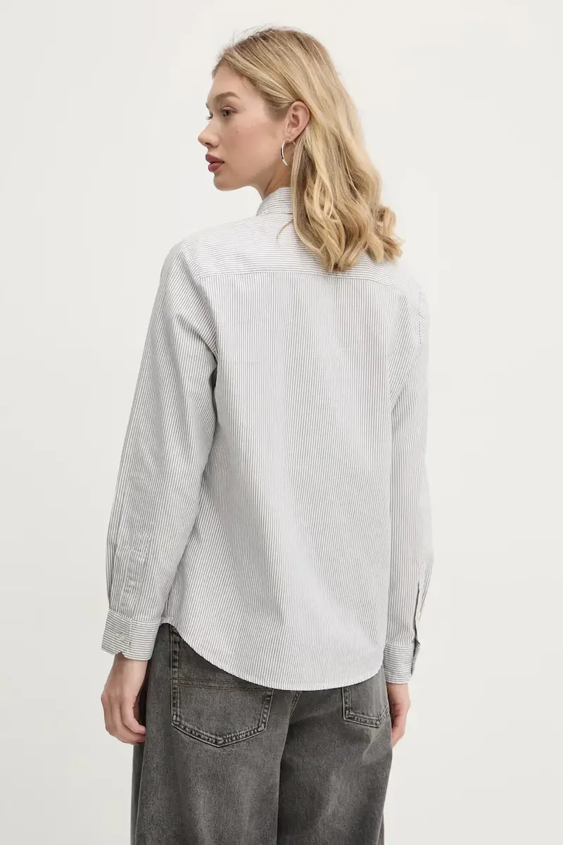 camicia in cotone donna colore grigio DW0DW19890 miniatura 3