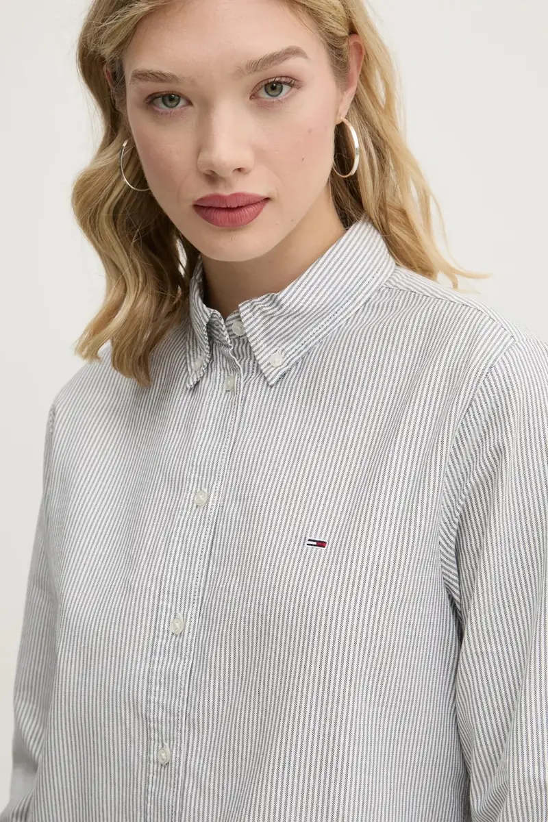 camicia in cotone donna colore grigio DW0DW19890 miniatura 4