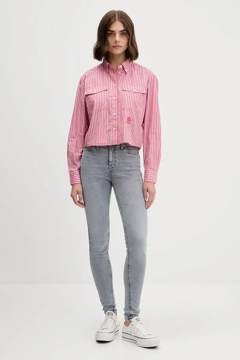 camicia in cotone donna colore rosso DW0DW21453 Rosa miniatura 2