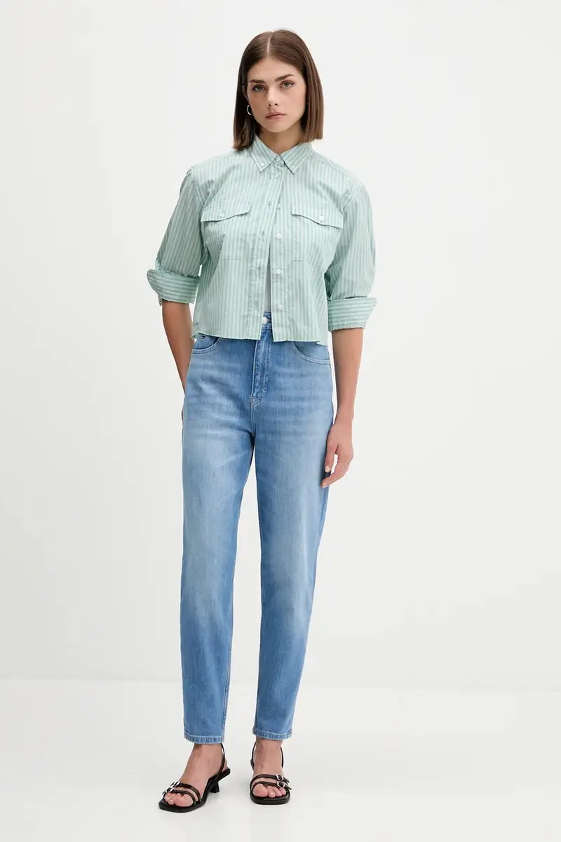 camicia in cotone donna colore verde DW0DW21453 miniatura 2