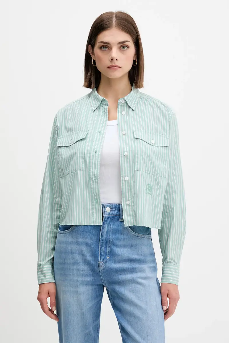 camicia in cotone donna colore verde DW0DW21453
