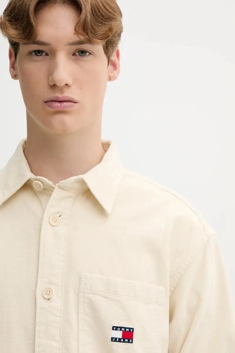 camicia in cotone uomo colore beige DM0DM21698 miniatura 4