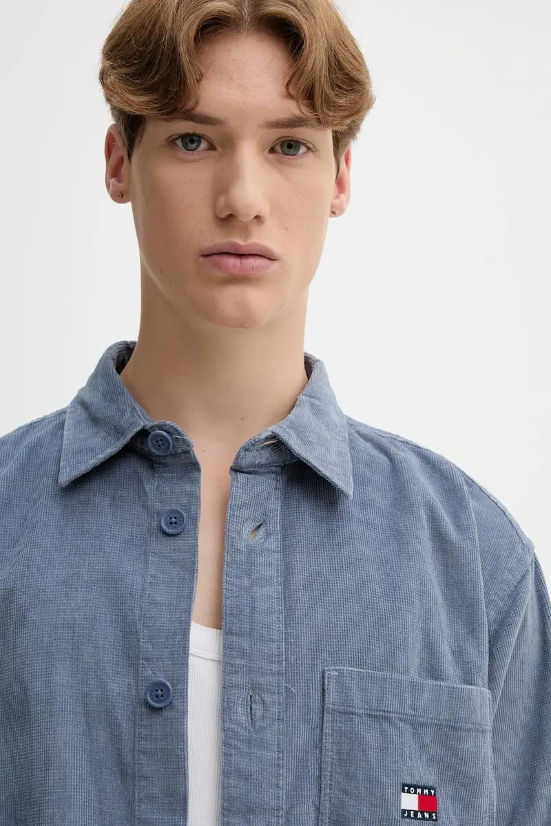 camicia in cotone uomo colore blu DM0DM21698 miniatura 4