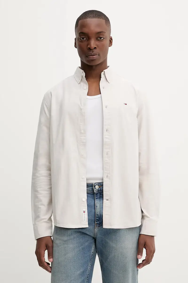 camicia in cotone uomo colore grigio DM0DM21298 Beige