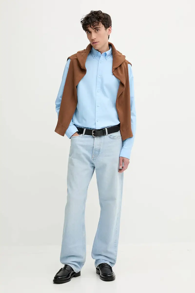 camicia in cotone uomo colore grigio DM0DM21298 Blu miniatura 2