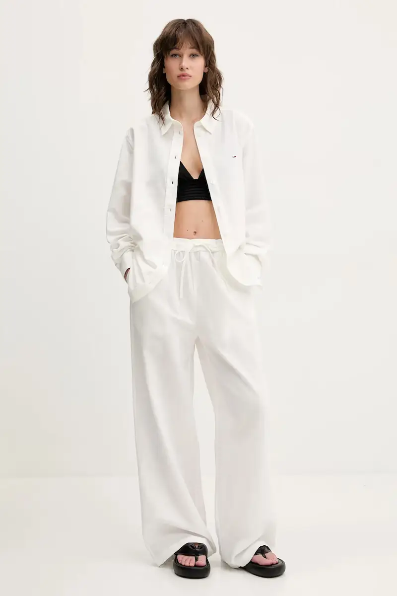 camicia in lino misto colore beige DW0DW20292 miniatura 2