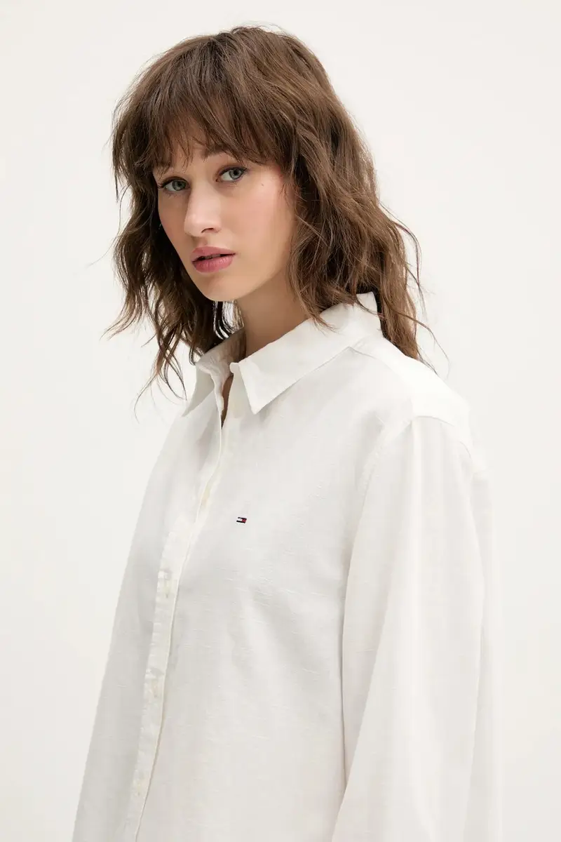 camicia in lino misto colore beige DW0DW20292 miniatura 4