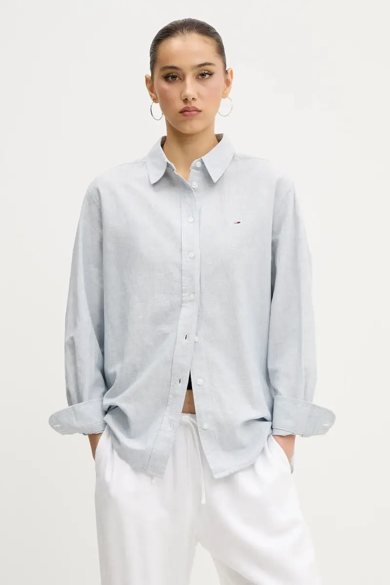 camicia in lino misto colore grigio DW0DW20292