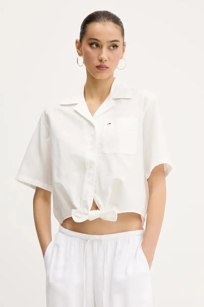 camicia in lino misto donna colore bianco DW0DW20286