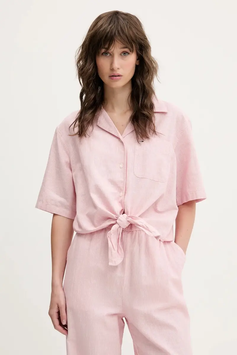 camicia in lino misto donna colore rosa DW0DW20286