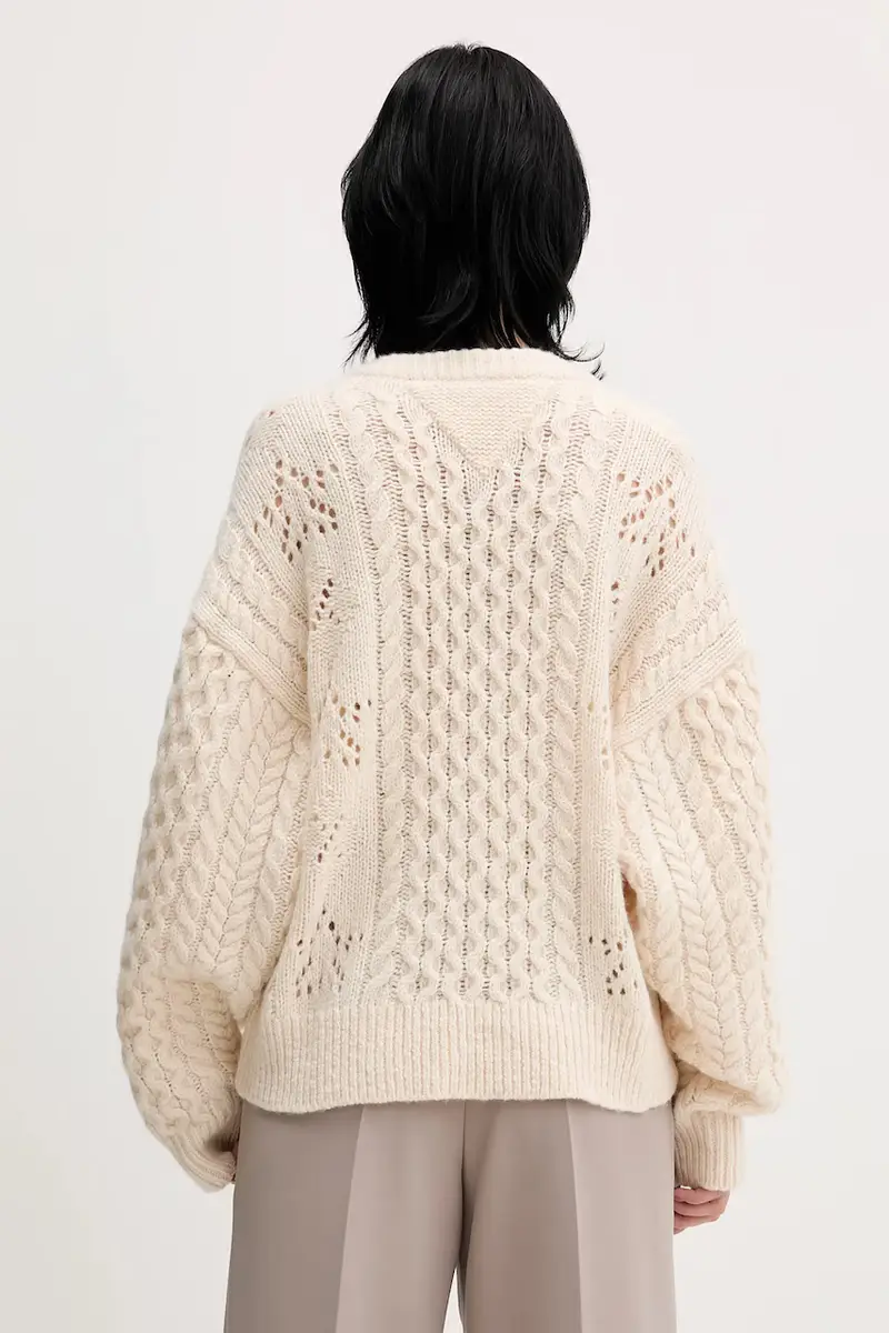 cardigan con lana colore beige DW0DW22511 miniatura 3