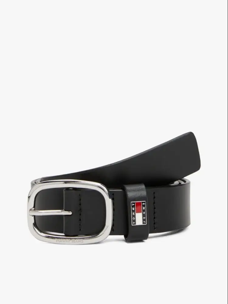 cintura nera donna in pelle fibbia in metallo logo sul davanti