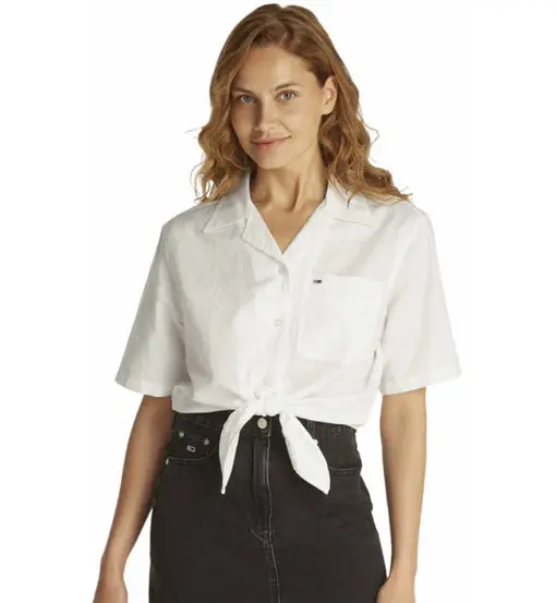 Cropped Linen W - camicia maniche corte - donna White