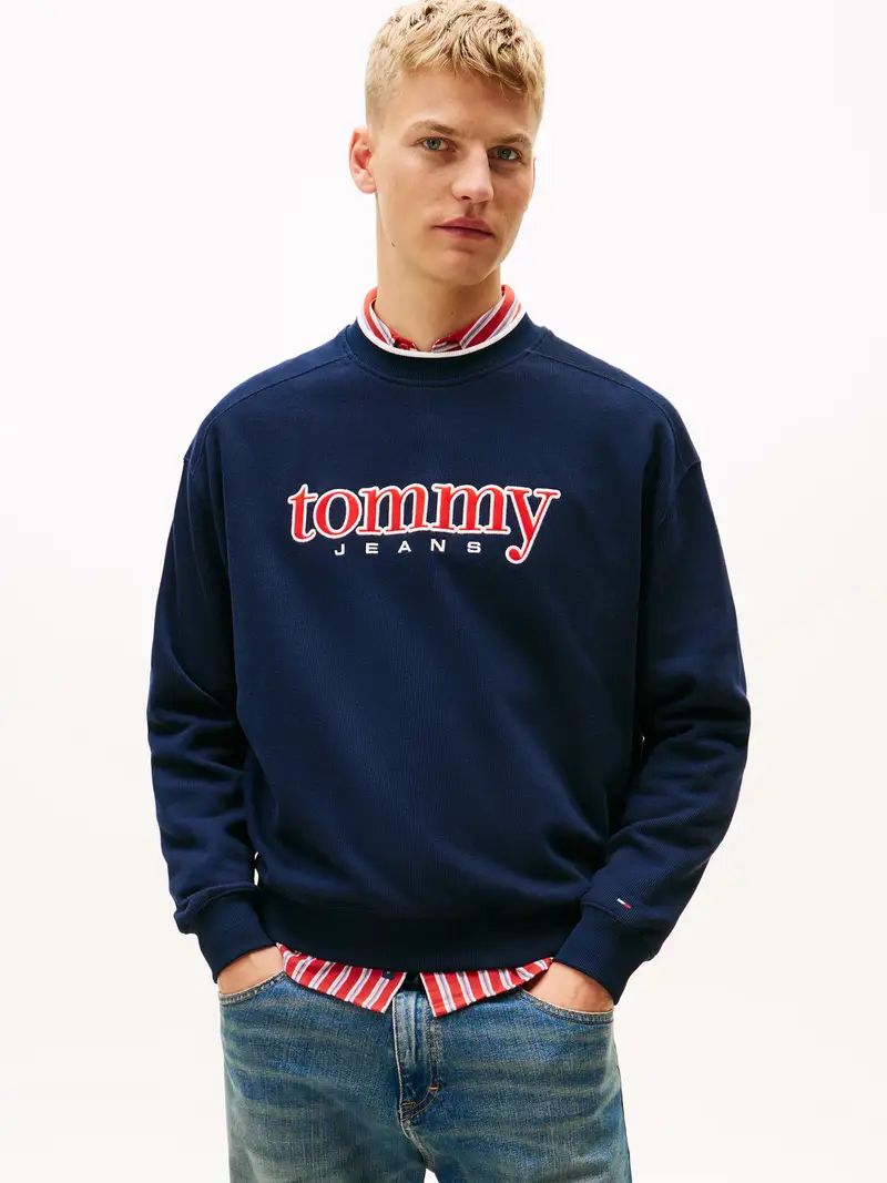 Felpa '90S' navy / rosso / bianco miniatura 2