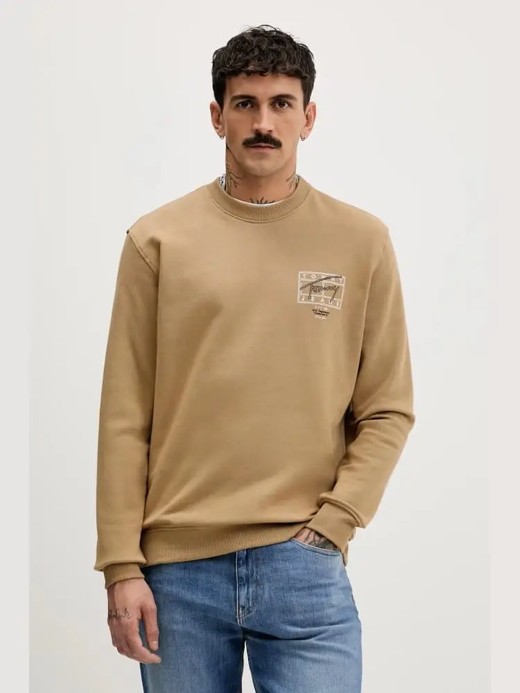 felpa beige uomo maxi logo