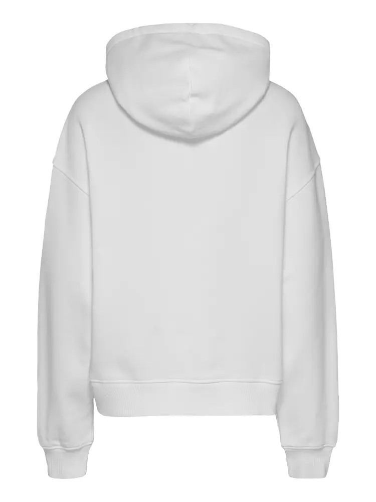 felpa bianca donna in cotone con cappuccio logo sul petto miniatura 2