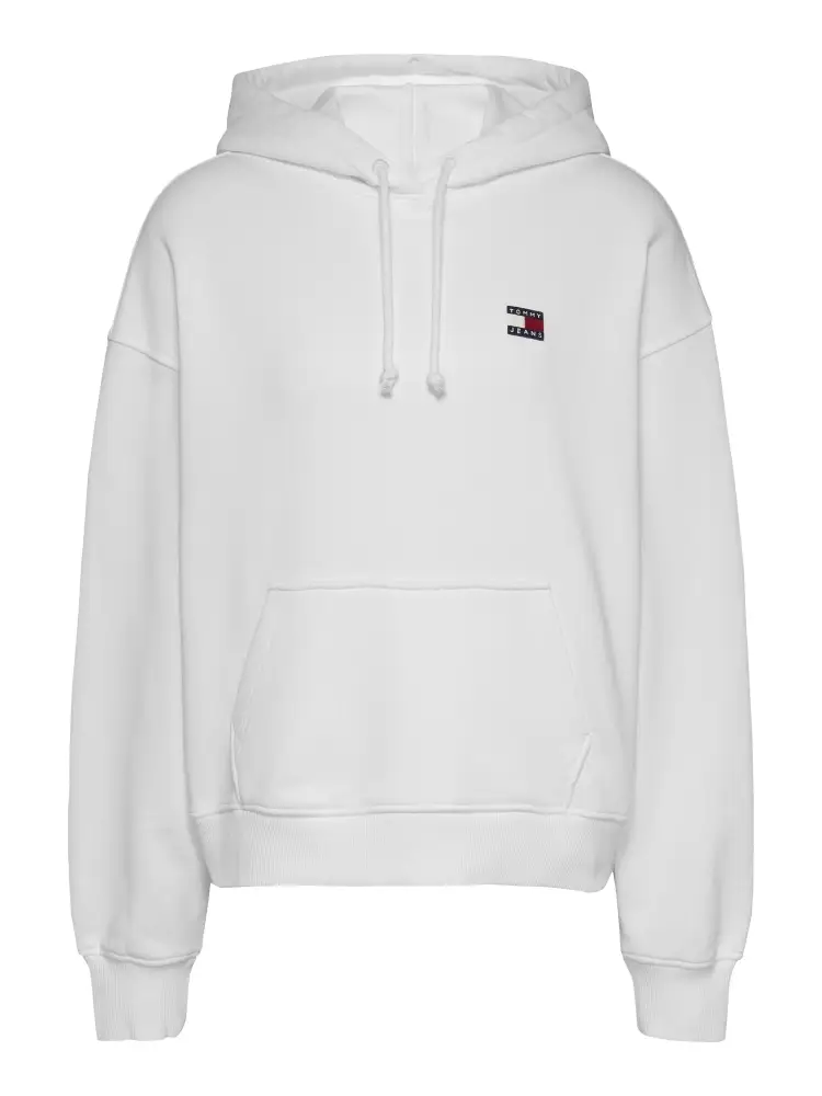 felpa bianca donna in cotone con cappuccio logo sul petto