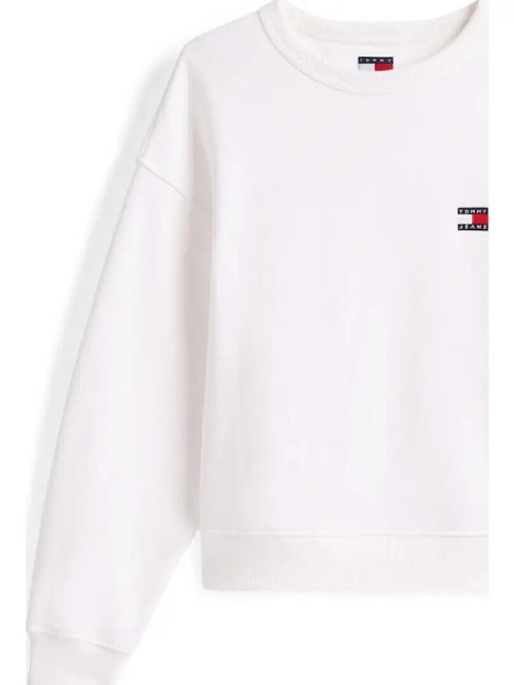 felpa bianca donna in cotone girocollo logo sul petto miniatura 3