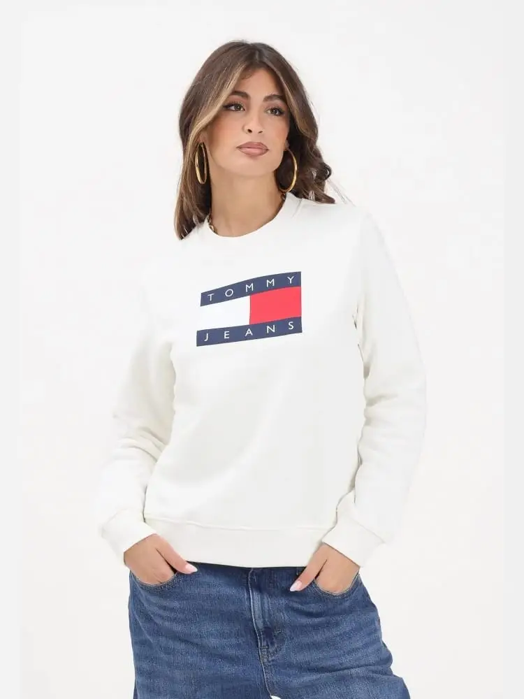 felpa bianca donna maxi logo