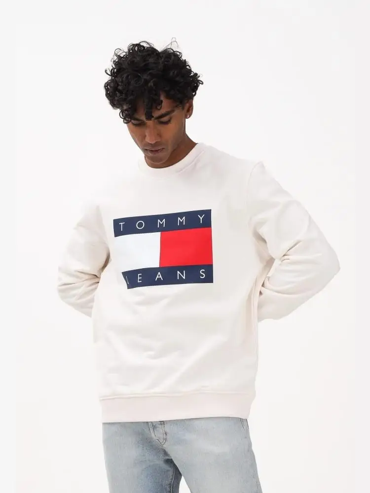 felpa bianca uomo maxi logo