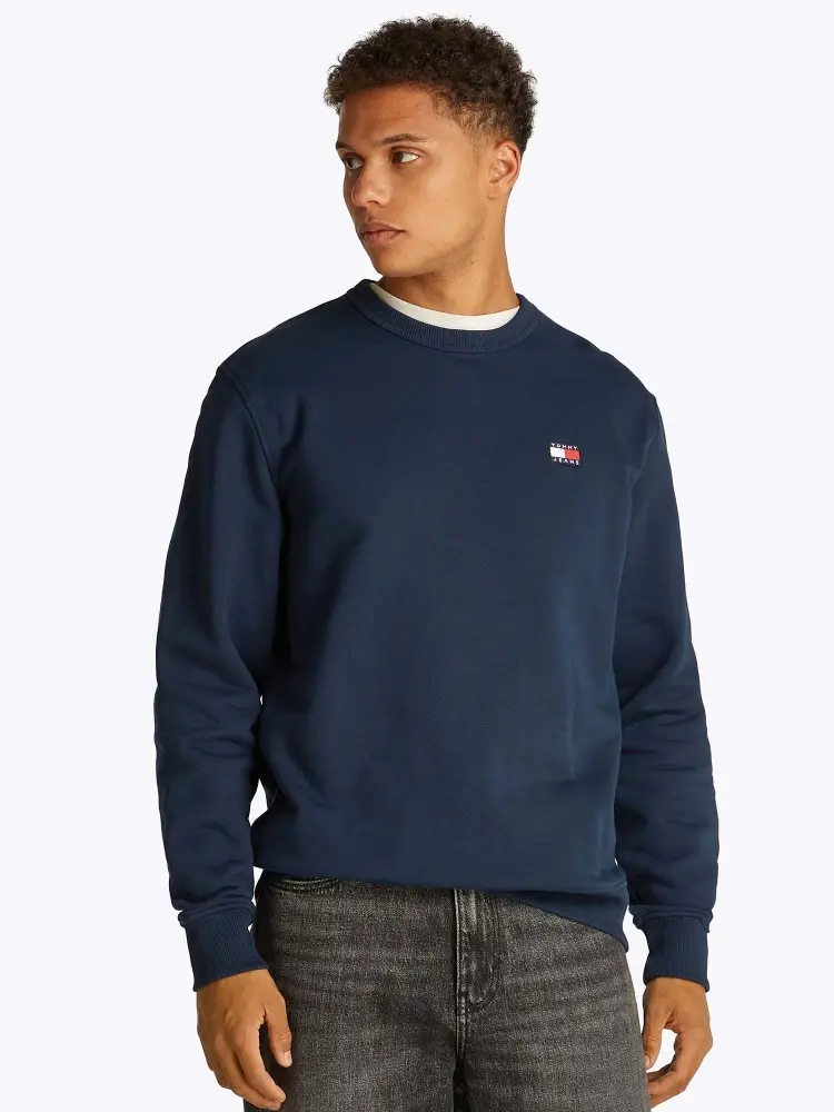 felpa blu navy uomo in cotone girocollo logo sul petto