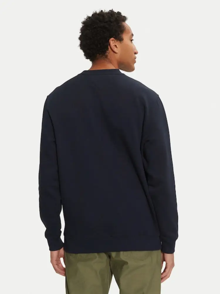 felpa blu navy uomo in cotone girocollo mini logo sul petto miniatura 2