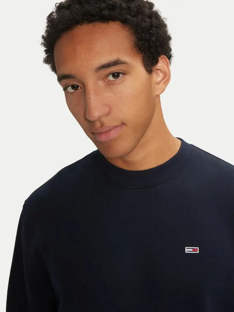 felpa blu navy uomo in cotone girocollo mini logo sul petto miniatura 3