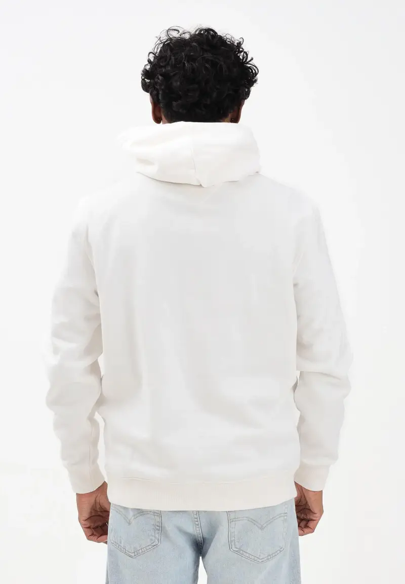 Felpa con cappuccio panna da uomo caratterizzata da un badge Tommy miniatura 3