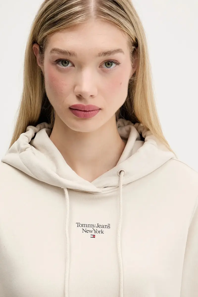 felpa donna colore beige con cappuccio DW0DW19712 miniatura 4