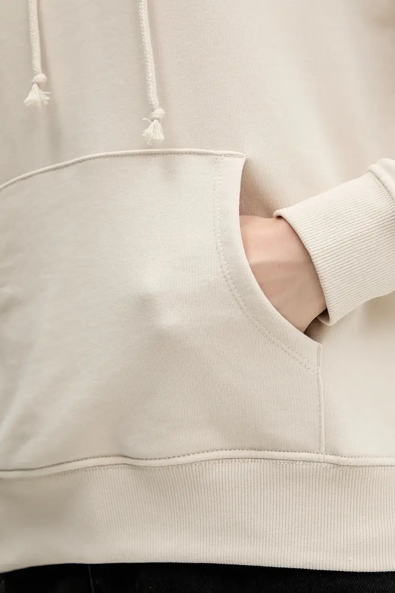 felpa donna colore beige con cappuccio DW0DW19712 miniatura 5