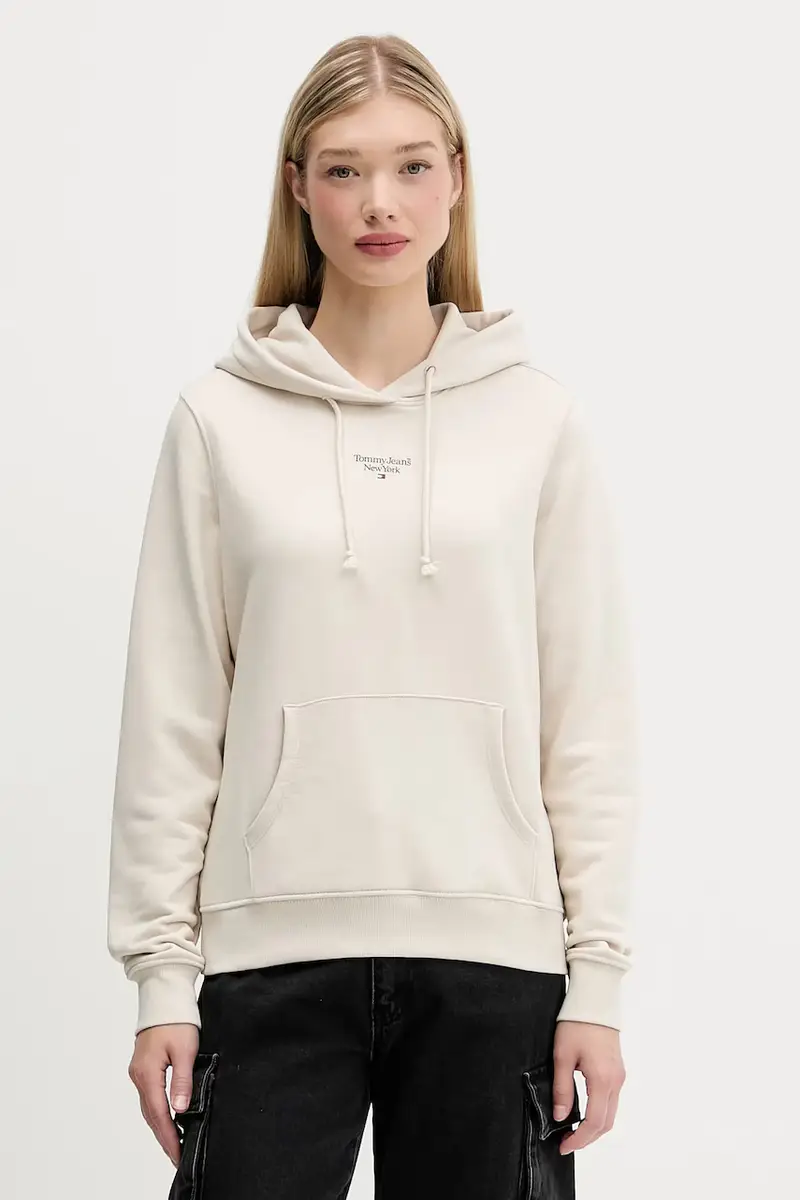 felpa donna colore beige con cappuccio DW0DW19712