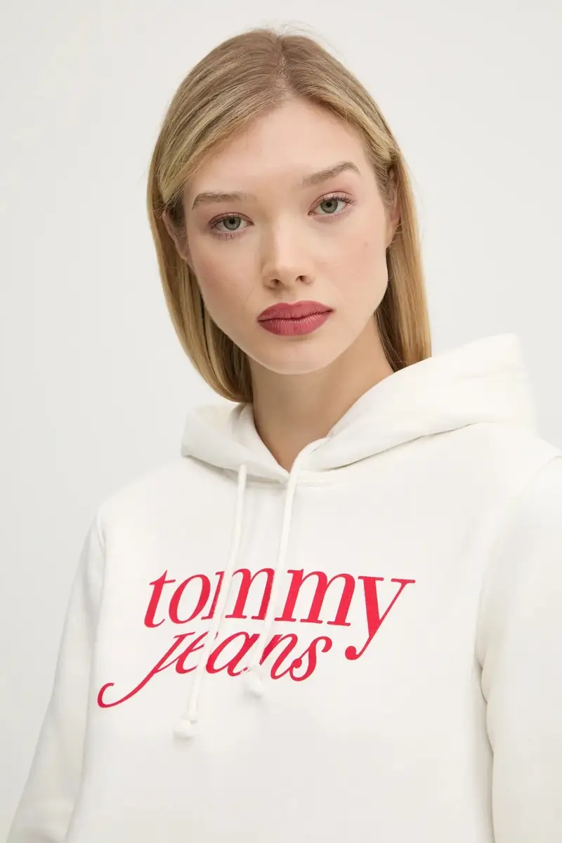 felpa donna colore beige con cappuccio DW0DW20170 miniatura 4