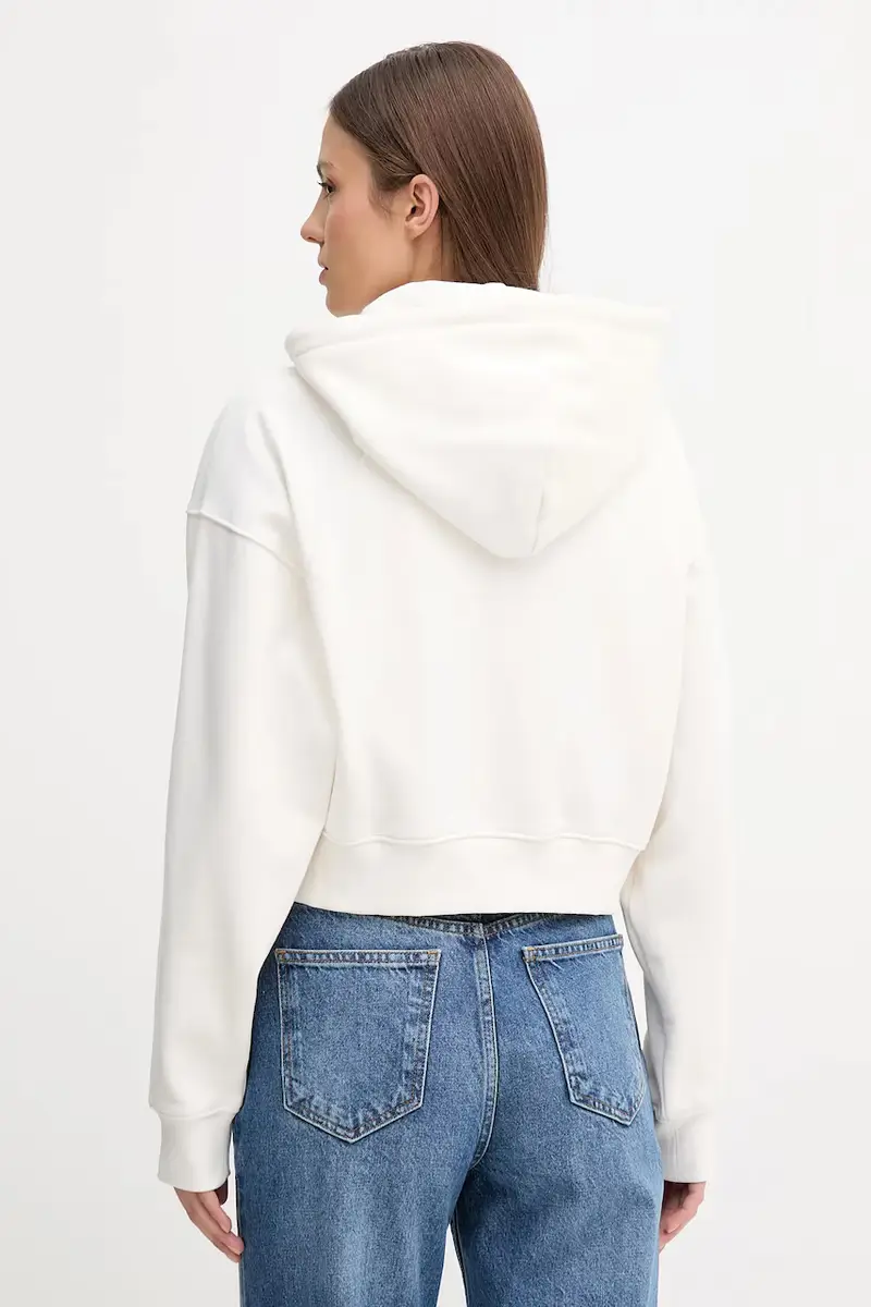 felpa donna colore beige con cappuccio DW0DW21163 Bianco miniatura 2