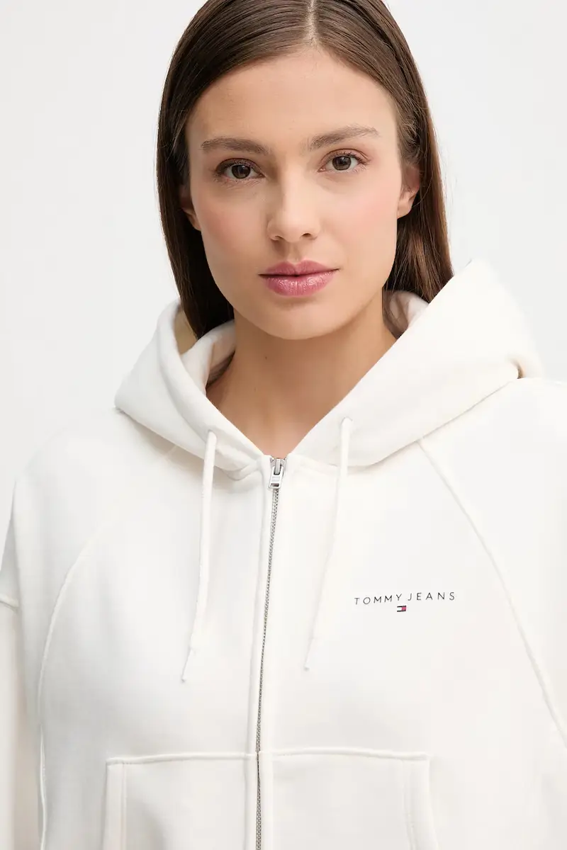 felpa donna colore beige con cappuccio DW0DW21163 Bianco miniatura 3