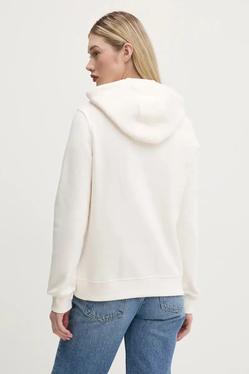 felpa donna colore beige con cappuccio DW0DW21771 miniatura 3