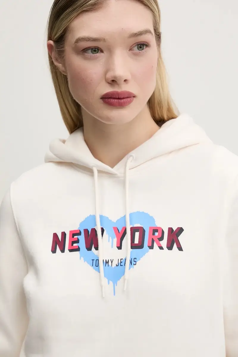 felpa donna colore beige con cappuccio DW0DW21771 miniatura 4