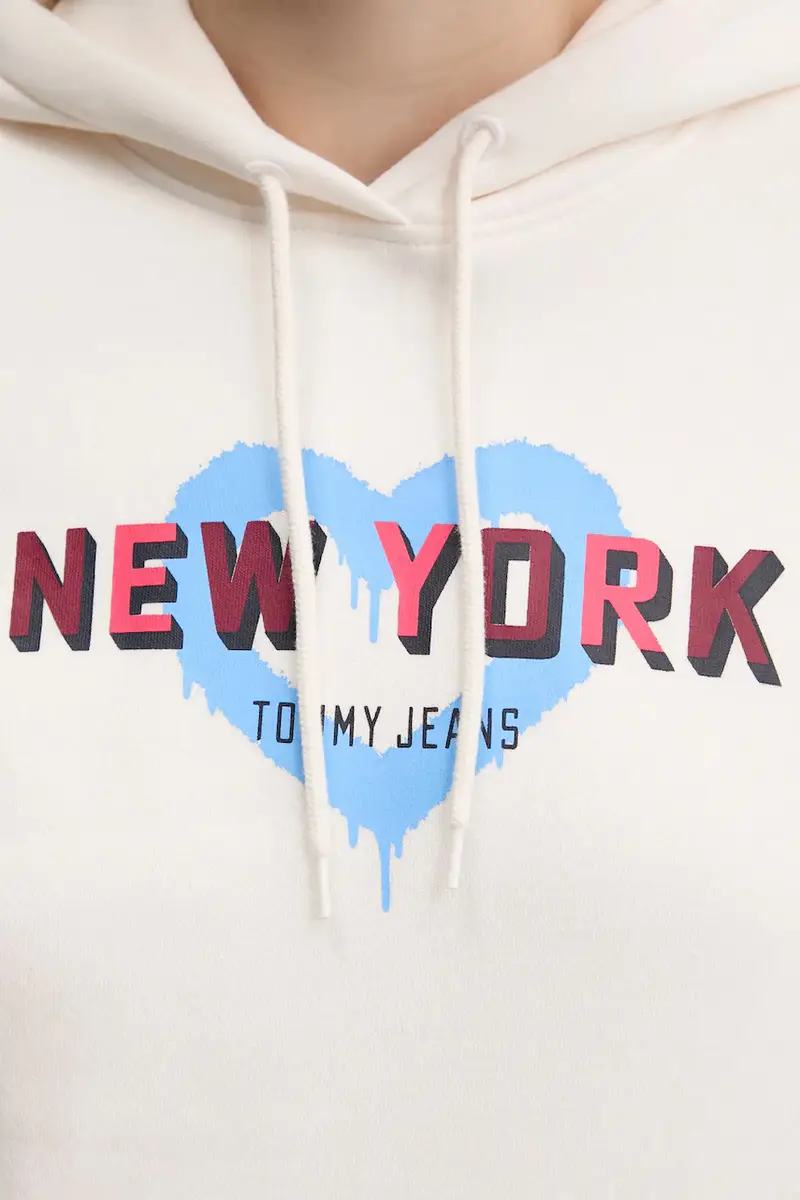 felpa donna colore beige con cappuccio DW0DW21771 miniatura 5