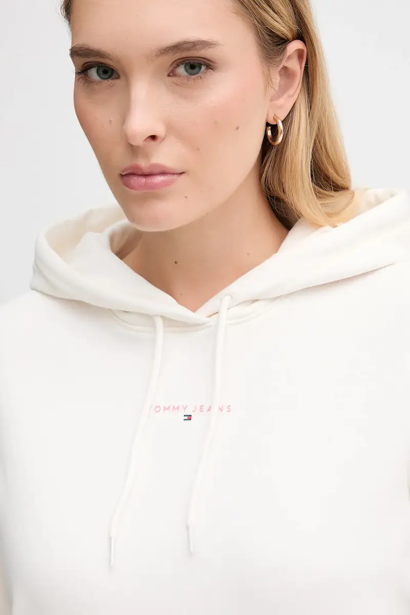 felpa donna colore beige con cappuccio DW0DW21963 miniatura 3