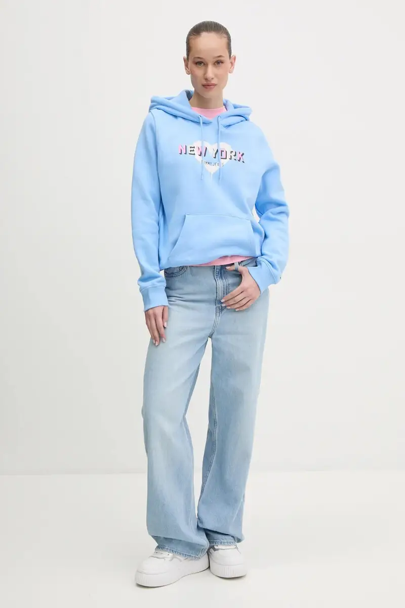 felpa donna colore blu con cappuccio DW0DW21771 miniatura 2